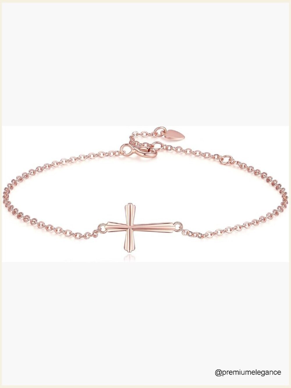 925 Sterling Silver Cross Charm Bracelet with Adjustable Extender